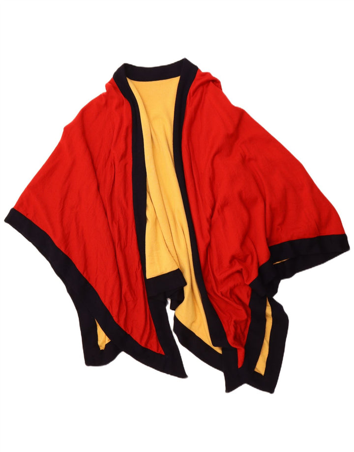 Casaco poncho aberto assimétrico feminino VINTAGE tamanho único vermelho colorblock