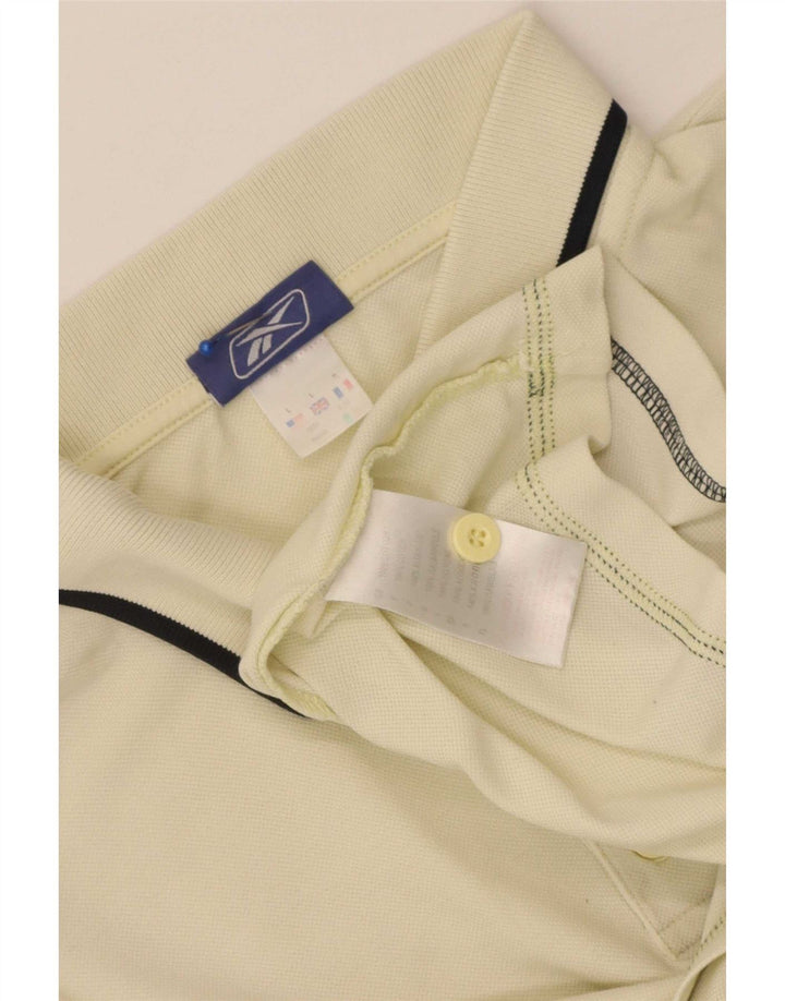 Camisa polo masculina Reebok grande algodão listrado amarelo