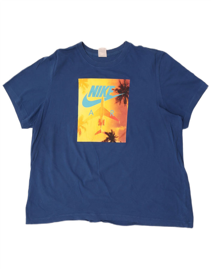 Camiseta gráfica masculina Nike Top 2XL algodão azul