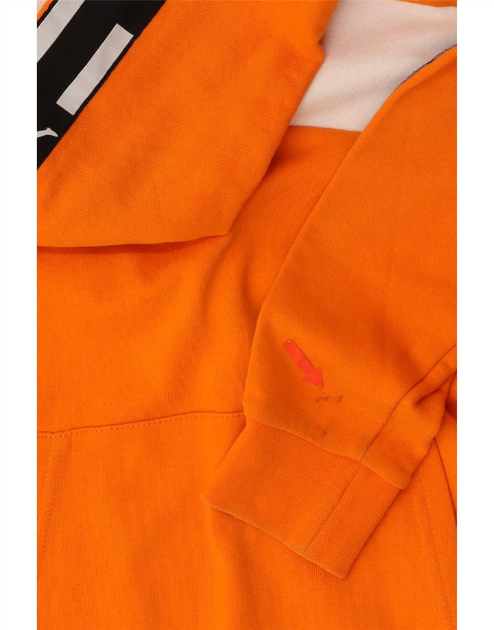 KAPPA Mens Graphic Hoodie Jumper Small Orange Colourblock Cotton Vintage Kappa and Second-Hand Kappa from Messina Hembry 