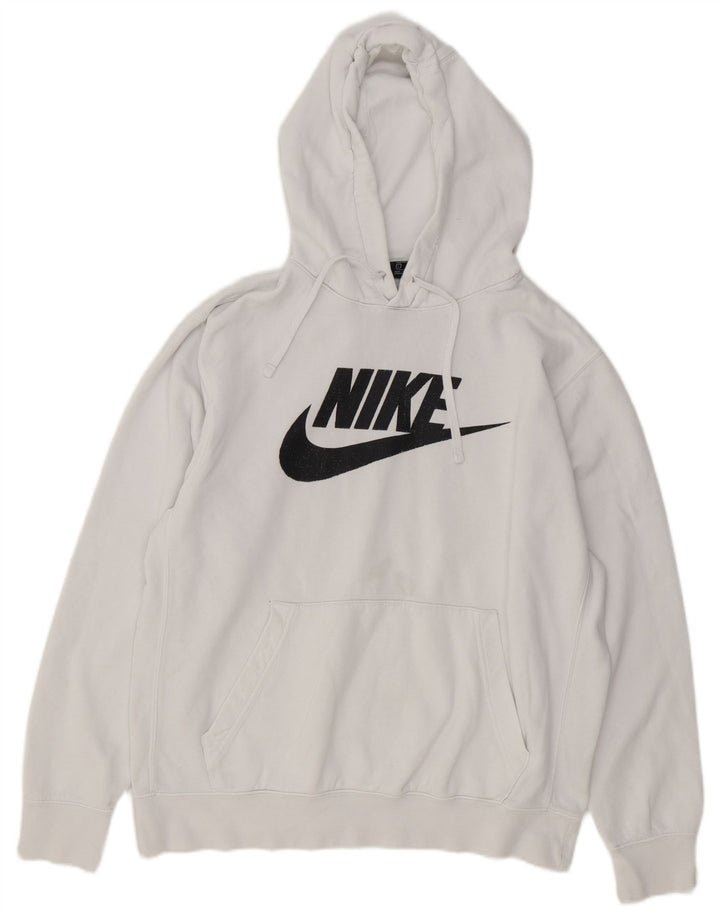 Suéter Nike masculino com capuz gráfico grande algodão branco