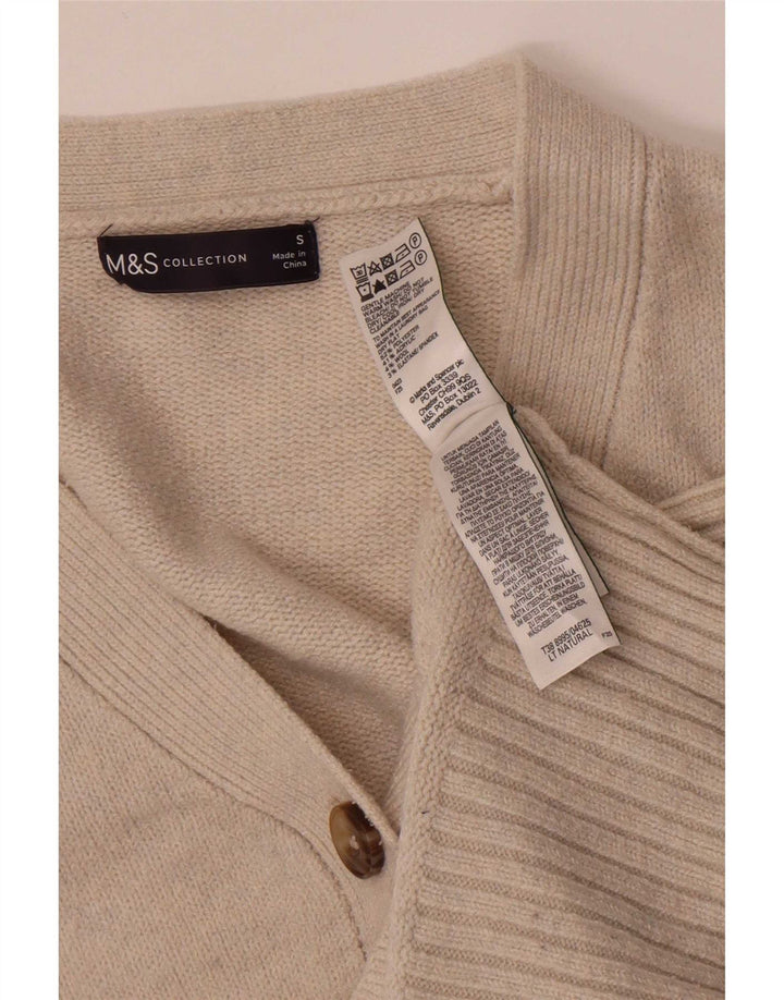 Suéter cardigã feminino grande Marks & Spencer Reino Unido 10 pequeno bege