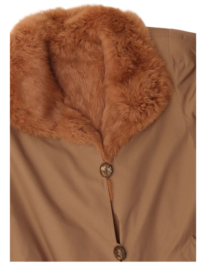 Sobretudo Sherpa Vintage Feminino Reino Unido 14 Grande Poliéster Bege