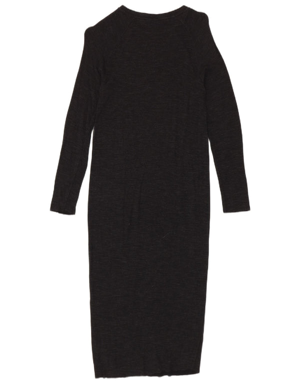 Vestido maxi feminino de manga comprida Zara UK 10 pequeno preto