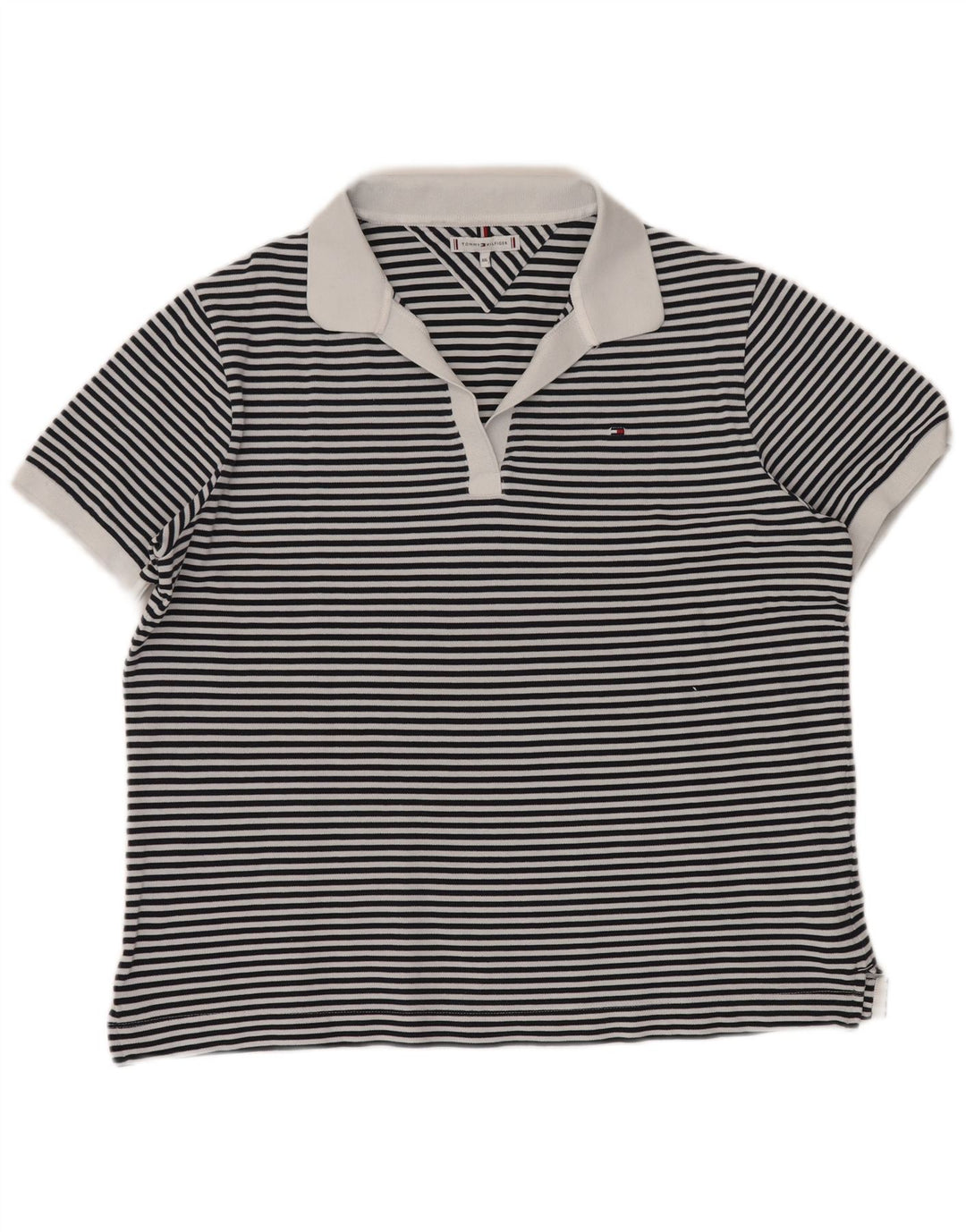 Camisa polo feminina TOMMY HILFIGER UK 20 2XL azul marinho listrado náutico