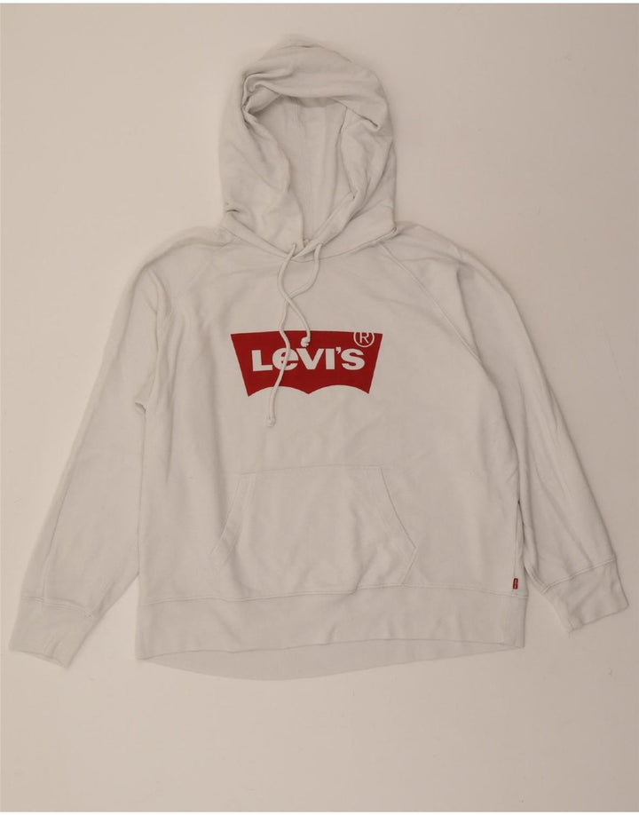 LEVI'S Womens Big & Tall Oversized Graphic Hoodie Jumper UK 18 XL White Vintage Levi's and Second-Hand Levi's from Messina Hembry 