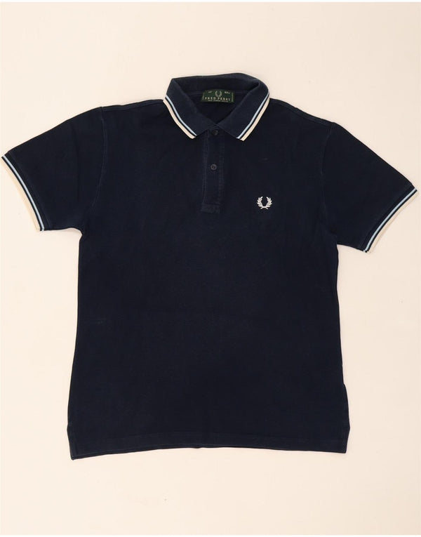Camisa polo masculina FRED PERRY de algodão azul marinho médio