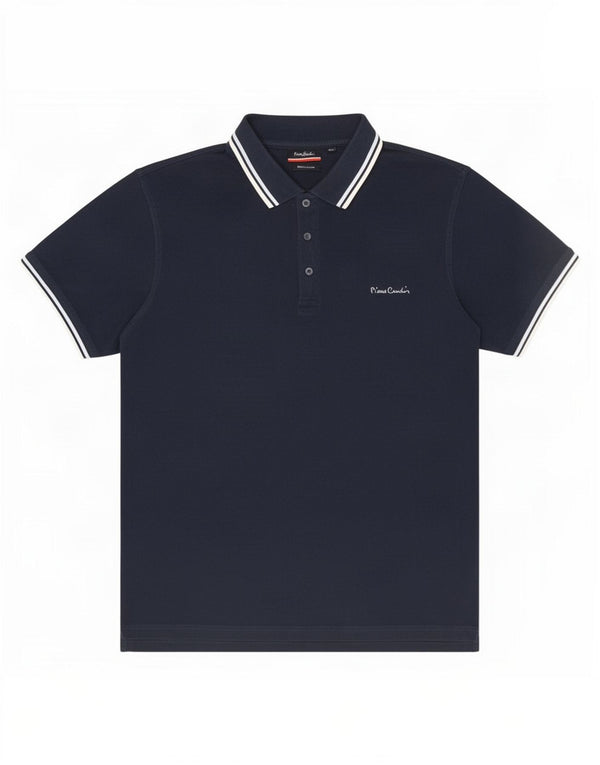 Camisa polo masculina Pierre Cardin Regular Fit 2XL algodão listrado azul marinho