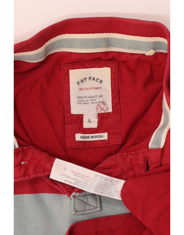 Camisa polo masculina Fat Face grande algodão listrado vermelho