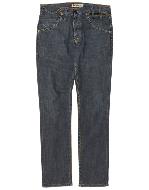 Levi's Mens 513 Straight Jeans W34 L34 Blue Cotton