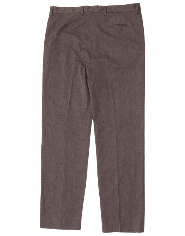 Calça masculina de ajuste regular Marks & Spencer W34 L33 cinza poliéster