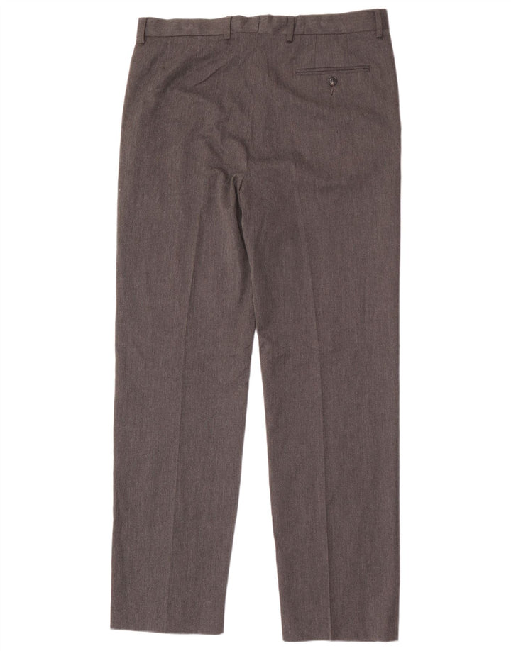 Calça masculina de ajuste regular Marks & Spencer W34 L33 cinza poliéster