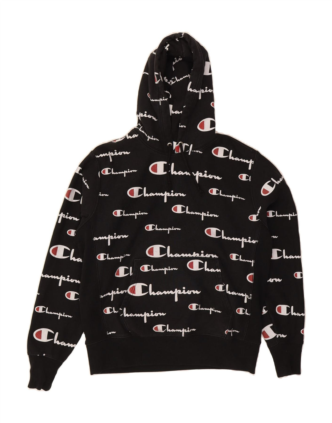 CHAMPION Mens Graphic Hoodie Jumper Large Black Cotton Vintage Champion and Second-Hand Champion from Messina Hembry 