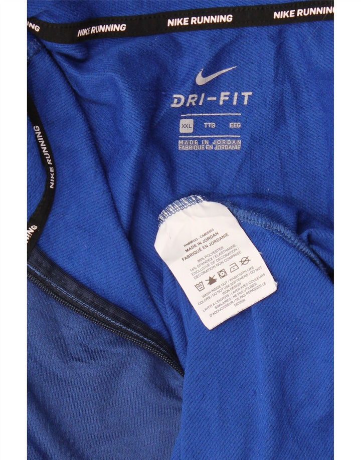NIKE Masculino Dri Fit Zip Neck Pullover Treino Top 2XL Azul Poliéster