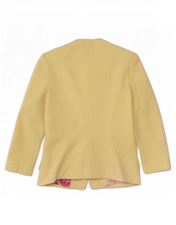 Jaqueta blazer feminina Ted Baker manga 3/4 1 botão tamanho 3 amarelo médio