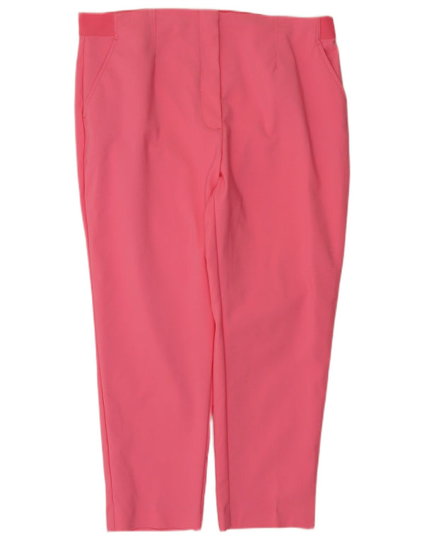 Calças cortadas justas femininas Marks & Spencer Reino Unido 18 XL W38 L25 algodão rosa