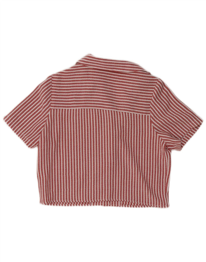 Blusa feminina de manga curta PULL & BEAR Reino Unido 6 XS listrado vermelho