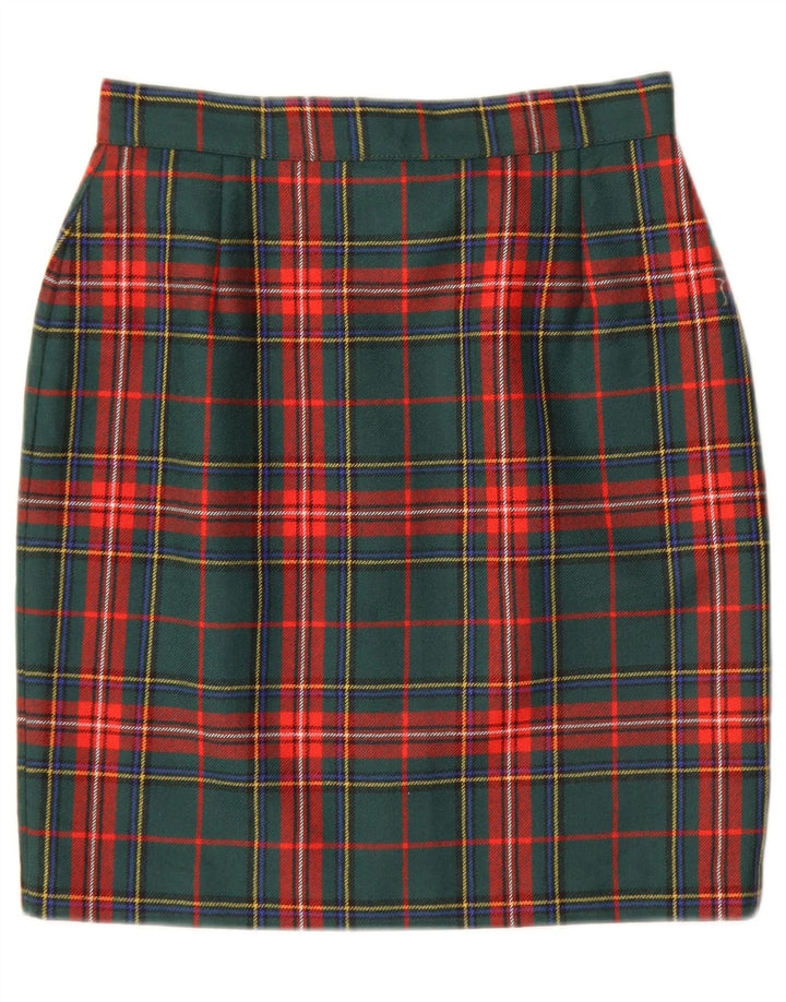 Saia lápis feminina vintage IT 42 médio W28 lã xadrez verde