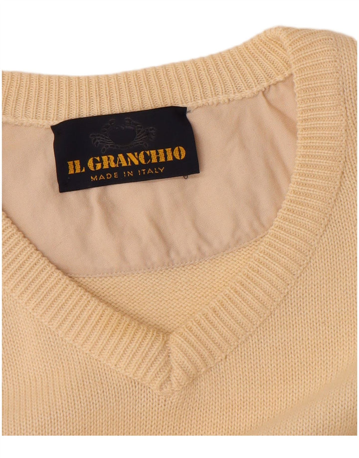 Il Granchio Suéter masculino com decote em V grande bege argyle/diamante