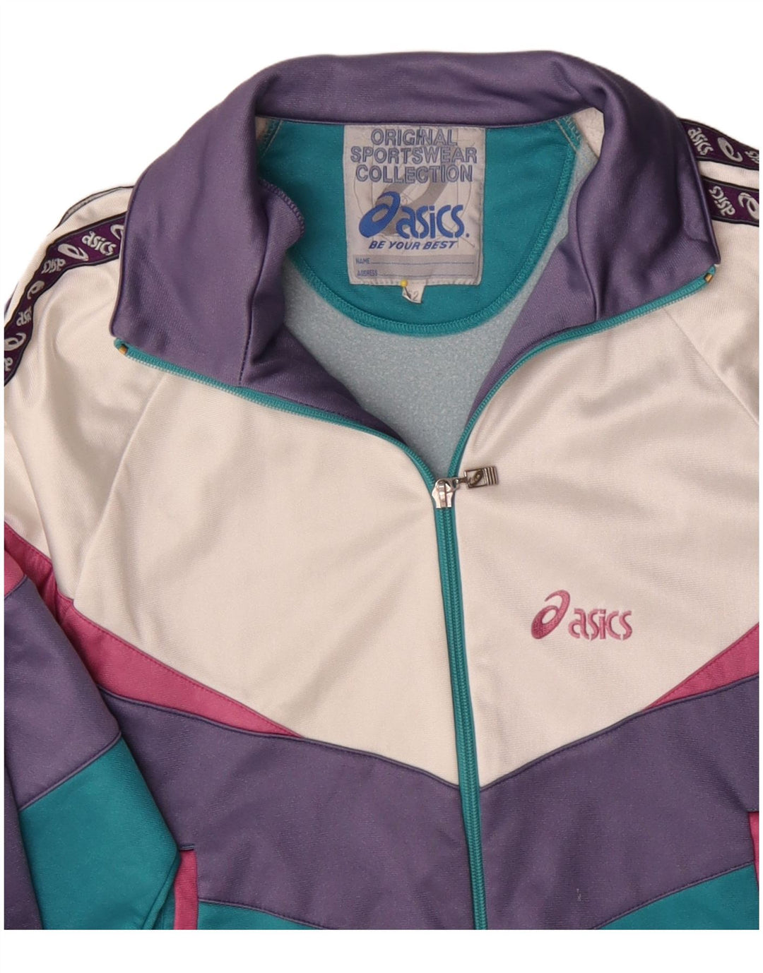 Asics Mens Graphic Tracksuit Top Jacket IT 52 Grande bloco colorido verde
