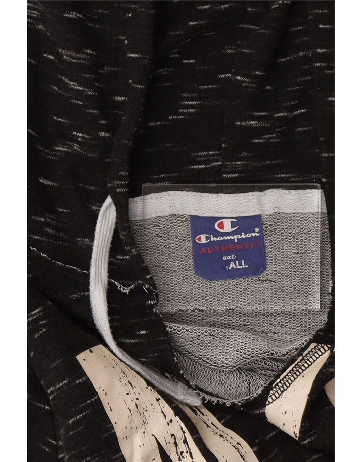 CHAMPION Suéter feminino com capuz gráfico UK 10 pequeno preto manchado