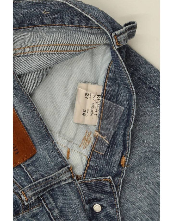 Jeans retos femininos REPLAY W27 L30 algodão azul