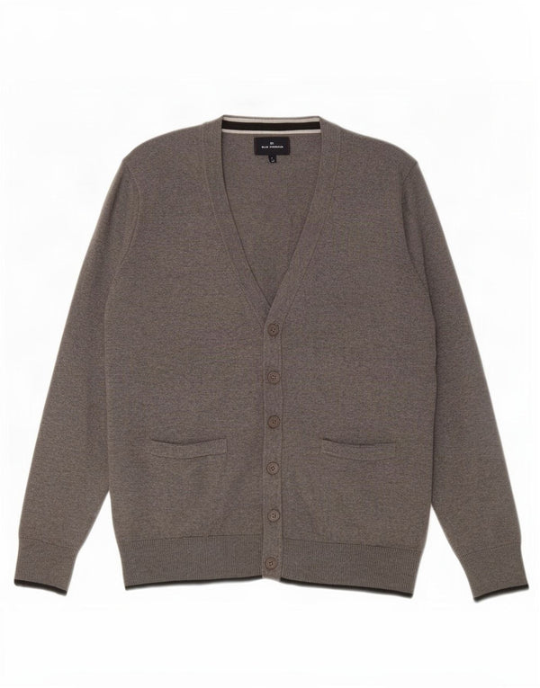 Suéter cardigã masculino Marks & Spencer Blue Harbor algodão cinza médio
