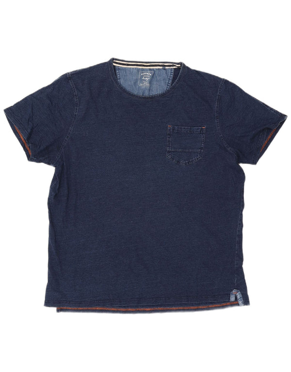 Camiseta masculina índigo Fat Face Top 2XL algodão azul marinho