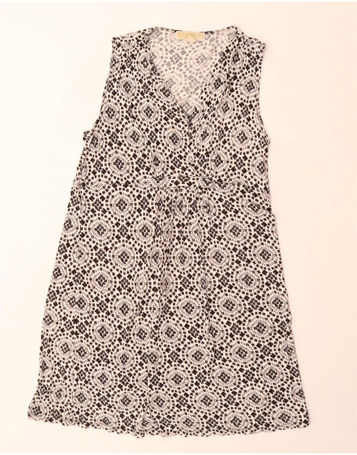 Vestido feminino MICHAEL KORS sem mangas evasê UK 18 XL preto floral rayon