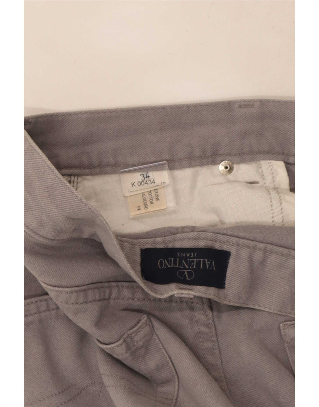 Valentino Mens Straight Jeans W34 L26 Algodão Cinza