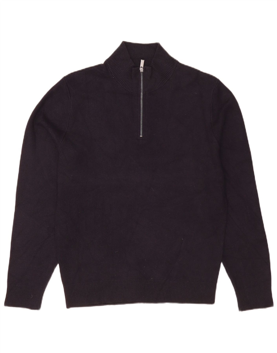 Suéter masculino Massimo Dutti com zíper e gola média azul marinho