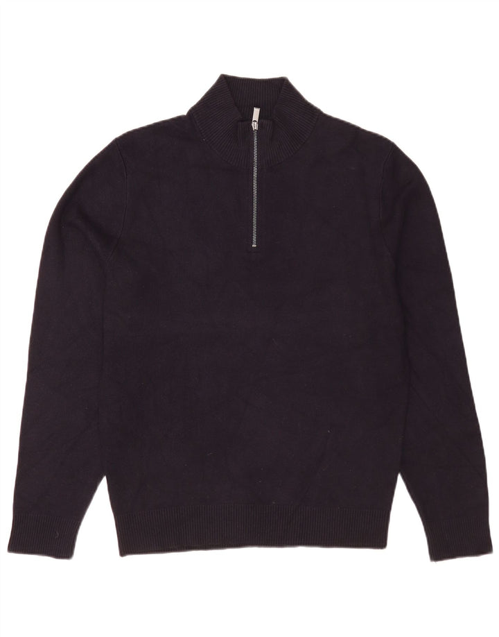 Suéter masculino Massimo Dutti com zíper e gola média azul marinho