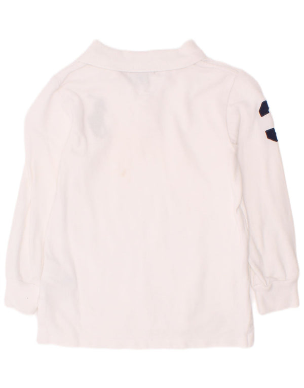 Polo Ralph Lauren Camisa masculina estampada de manga comprida 3-4 anos algodão branco