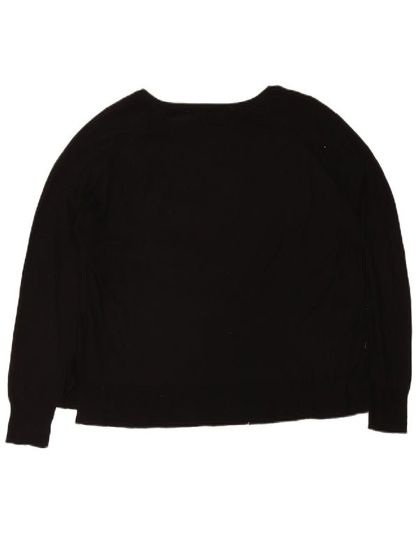 Suéter feminino Zara com gola canoa UK 14 médio preto