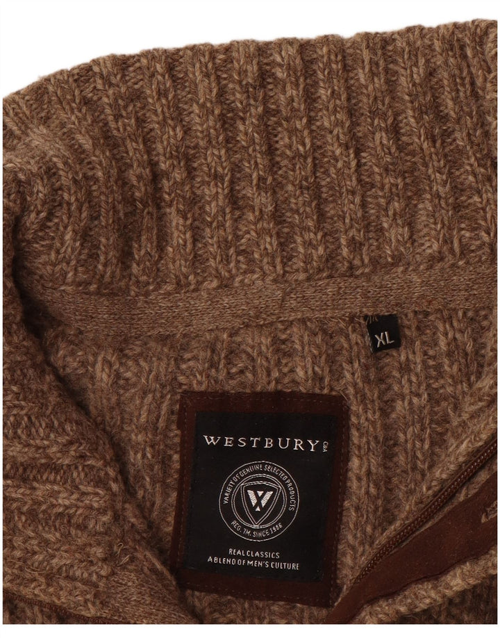Suéter cardigã masculino WESTBURY XL marrom manchado