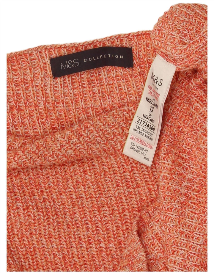 Suéter feminino Marks & Spencer com gola canoa Reino Unido 14 médio laranja manchado