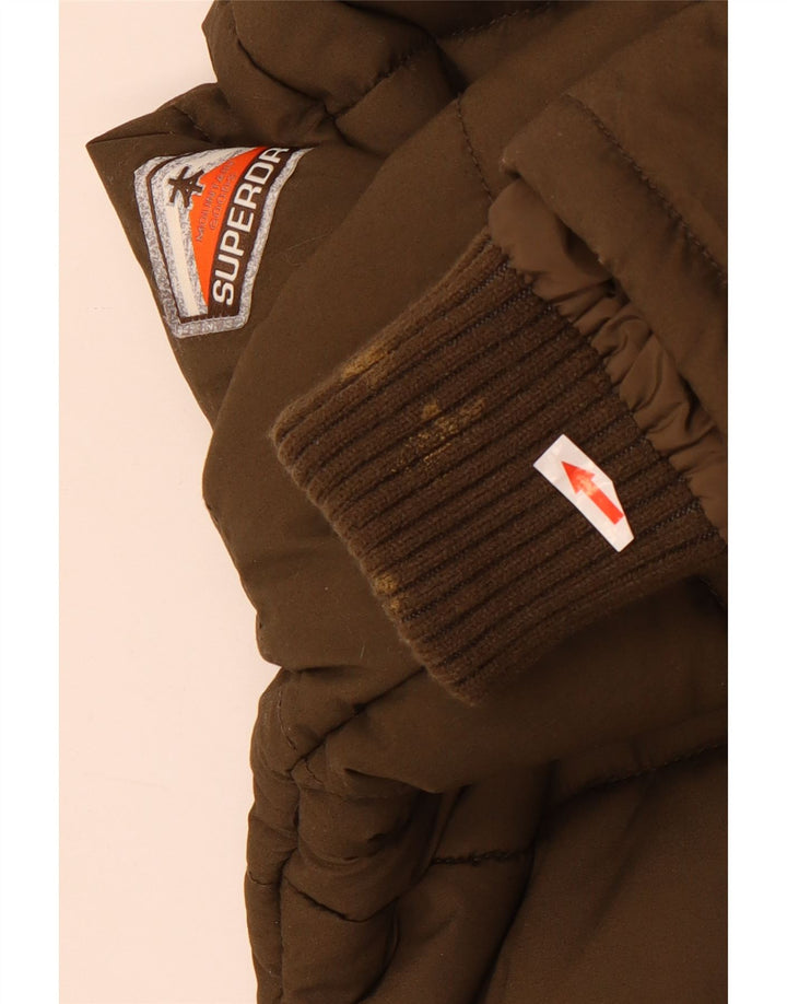 Jaqueta acolchoada com capuz masculina Superdry UK 38 poliéster cáqui médio