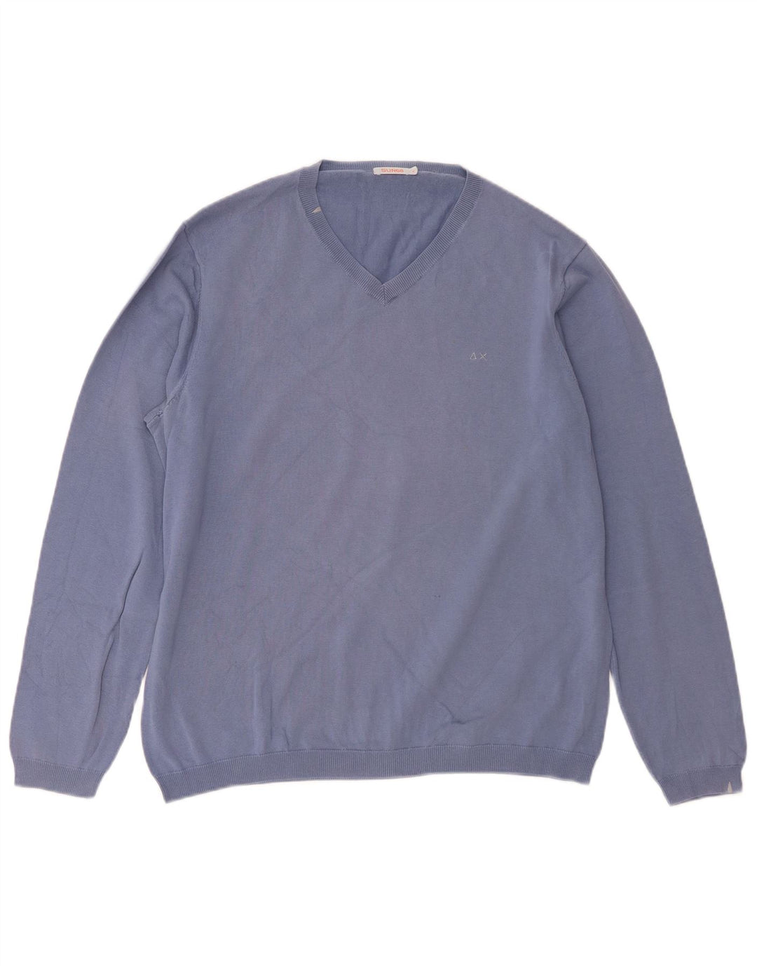 Suéter feminino Sun68 com decote em V Reino Unido 18 XL algodão azul