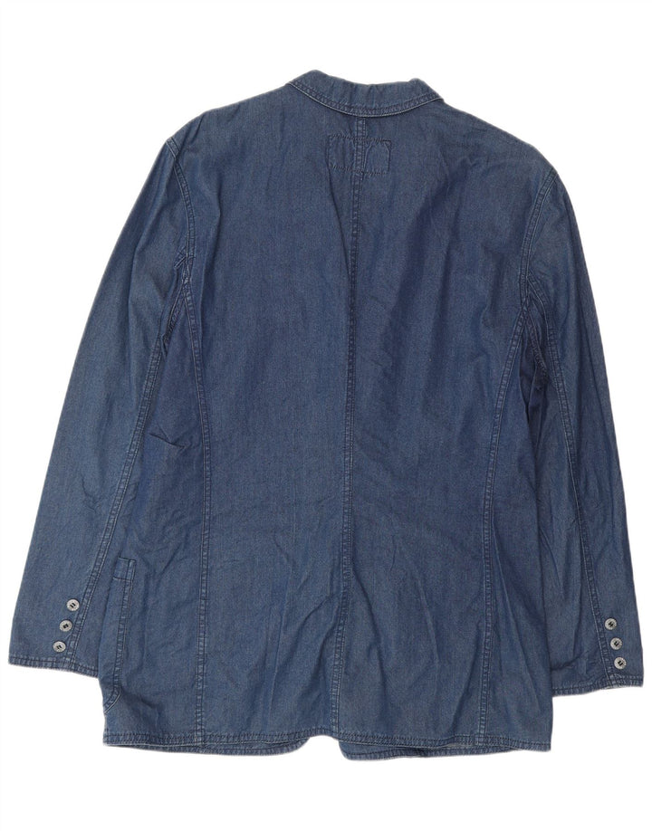 Jaqueta blazer feminina Krizia Jeans com 1 botão e algodão azul grande IT 46