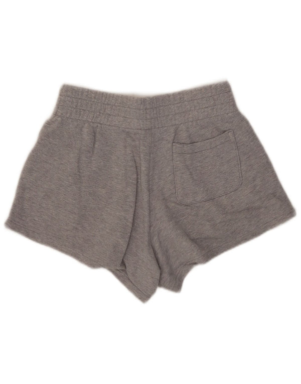 Shorts esportivos gráficos femininos Adidas UK 8/10 pequeno algodão manchado cinza