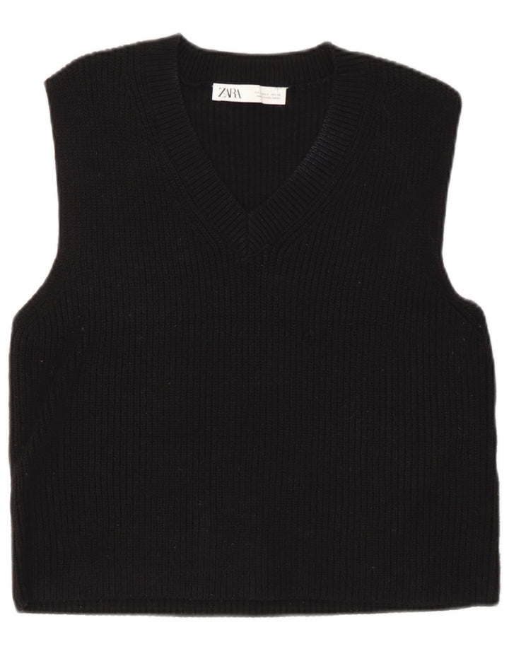 Zara Womens Vest Tank Top Reino Unido 14 Médio Preto