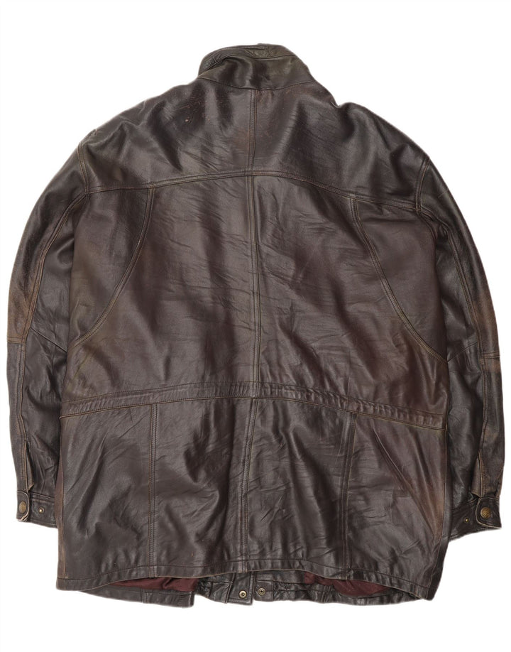 Jaqueta de couro masculina vintage UK 44 2XL couro preto
