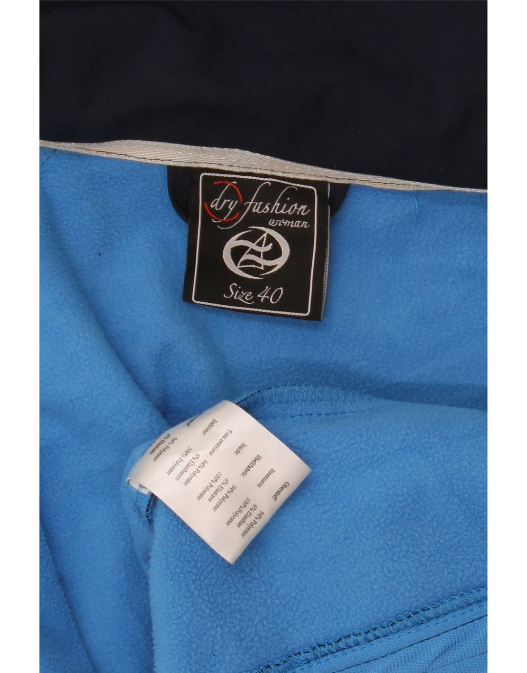 Jaqueta corta-vento com capuz feminino vintage EU 40 poliéster azul marinho médio
