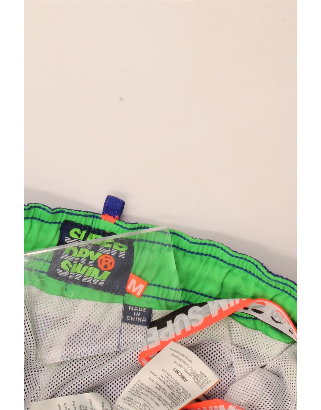 Shorts de natação masculino SUPERDRY gráfico azul médio poliéster