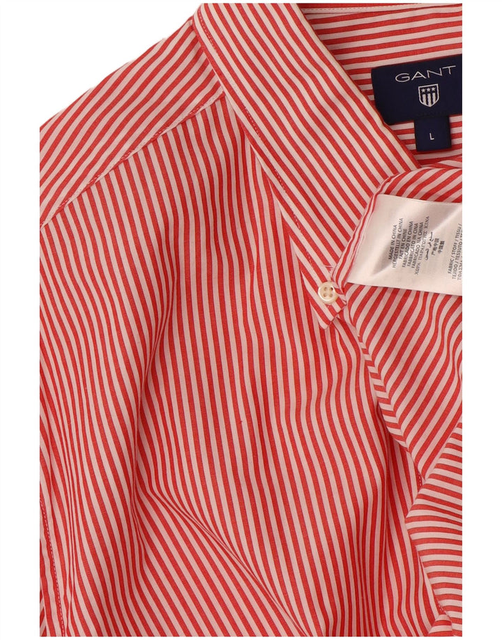 Camisa masculina GANT grande listrada vermelha de algodão