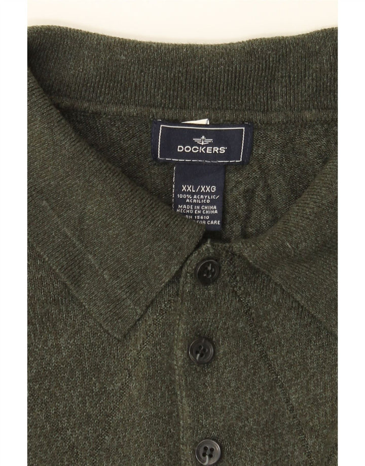 DOCKERS Mens Polo Neck Jumper Sweater 2XL Green Acrylic Vintage Dockers and Second-Hand Dockers from Messina Hembry 