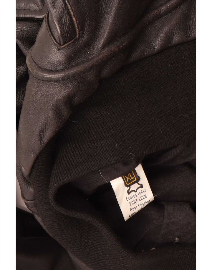 Jaqueta de couro militar masculina vintage UK 42 XL preta