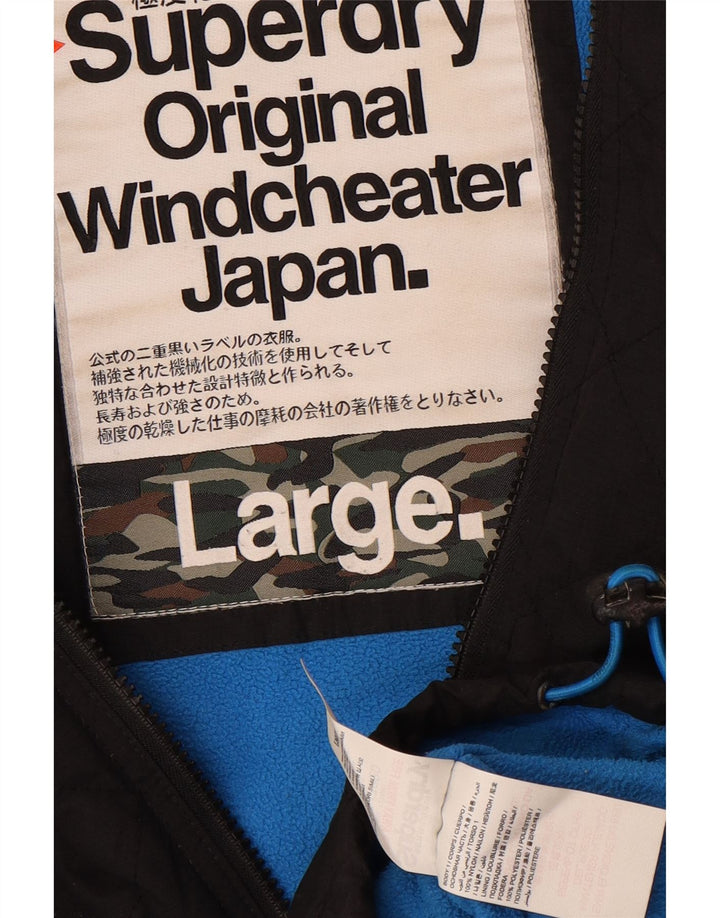 Jaqueta corta-vento feminina Superdry The Windcheater UK 16 grande preta