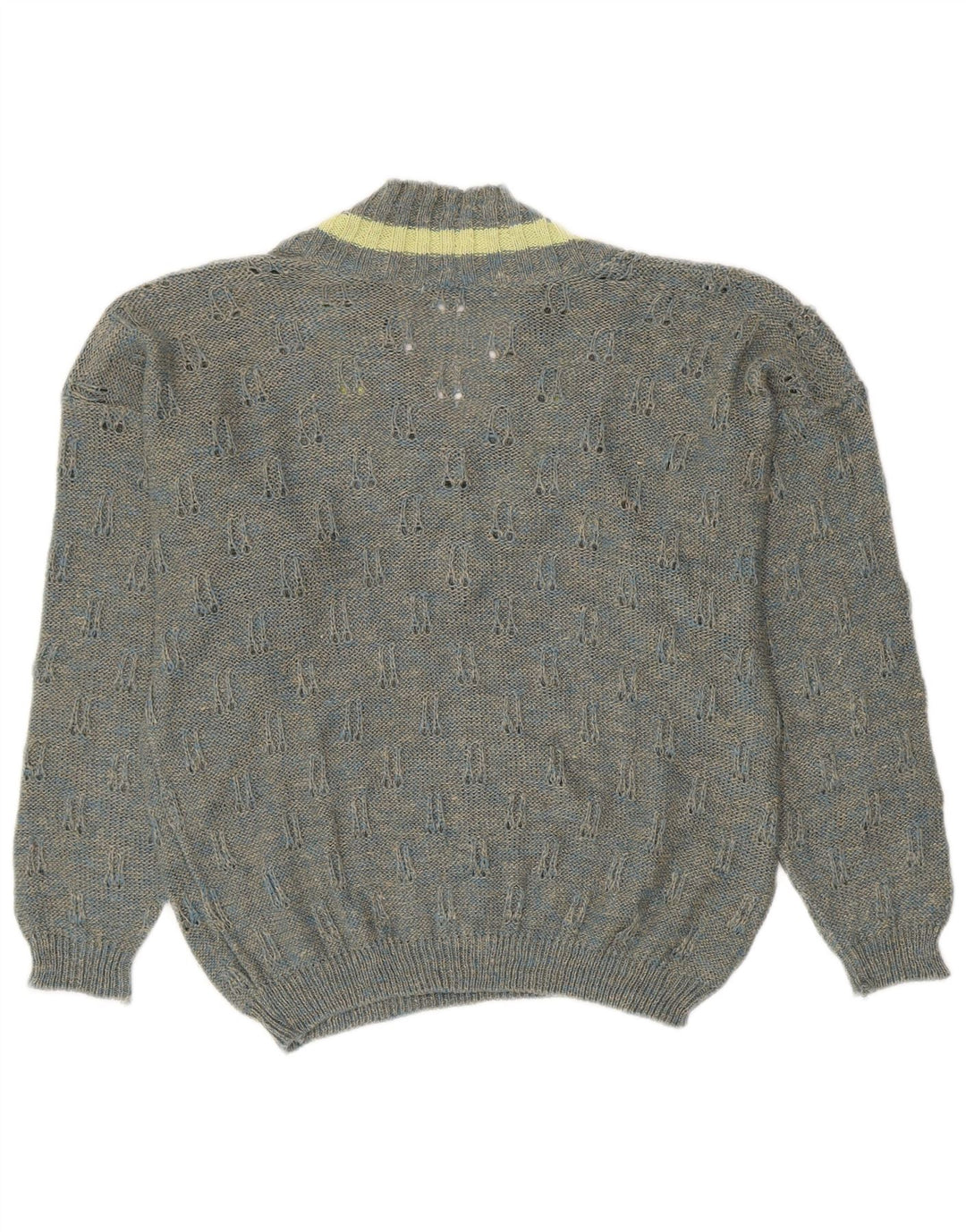 Suéter feminino VINTAGE com decote em V UK 18 XL cinza