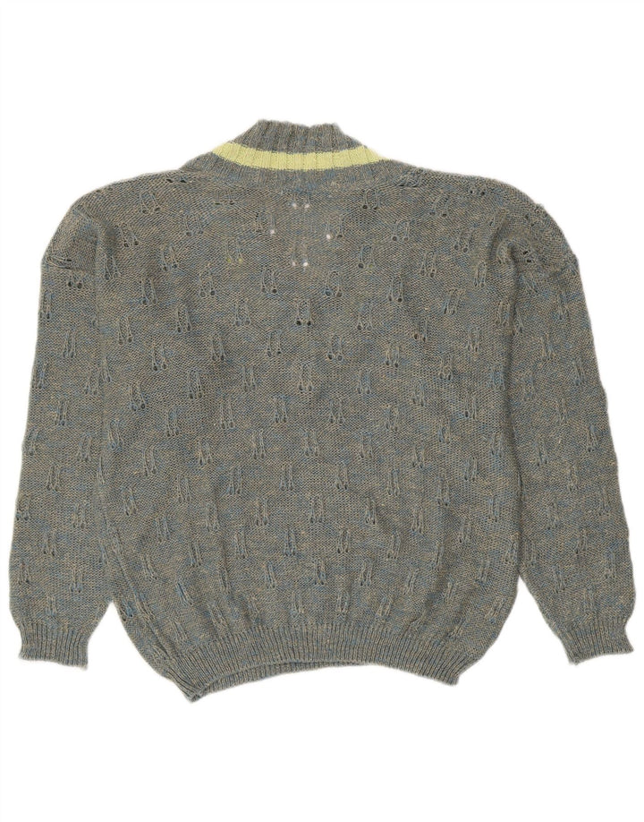 Suéter feminino VINTAGE com decote em V UK 18 XL cinza